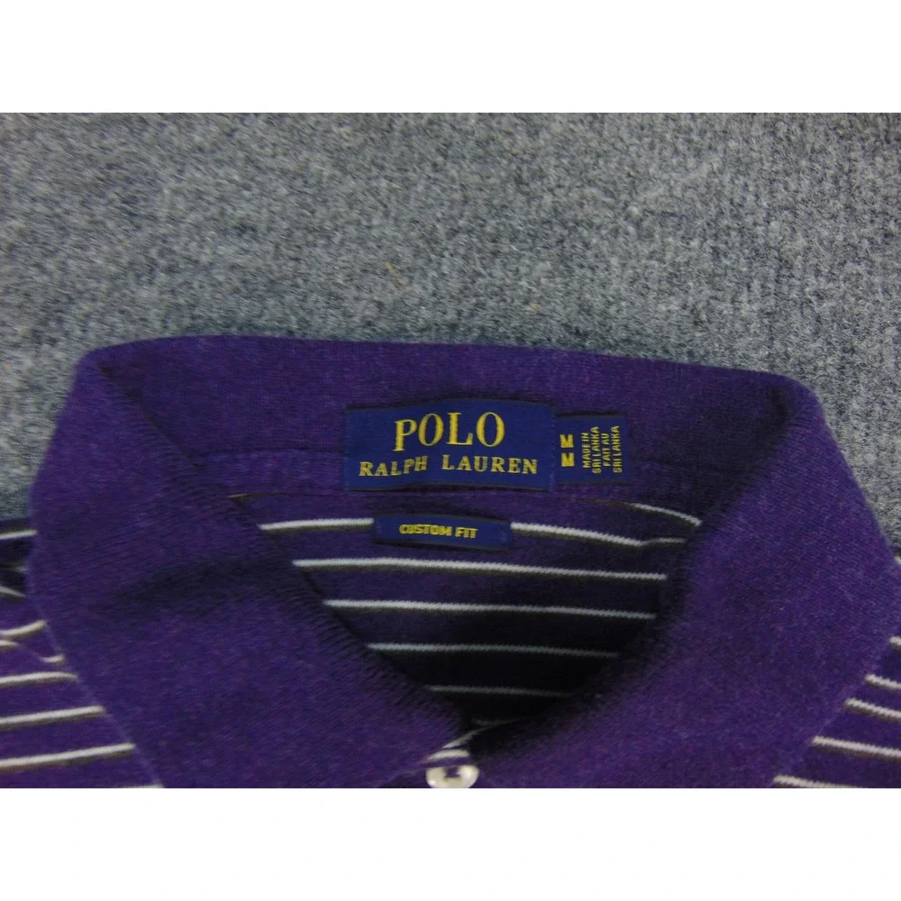 Polo Ralph Lauren Polo Mens Med Custom Fit Purple Striped Short Sleeve Preppy